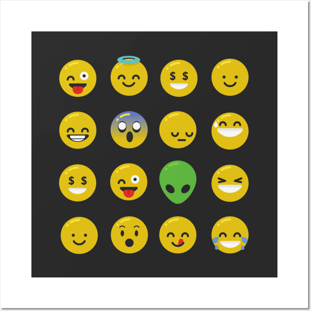 Emoji happy face Wall Art by gossiprag